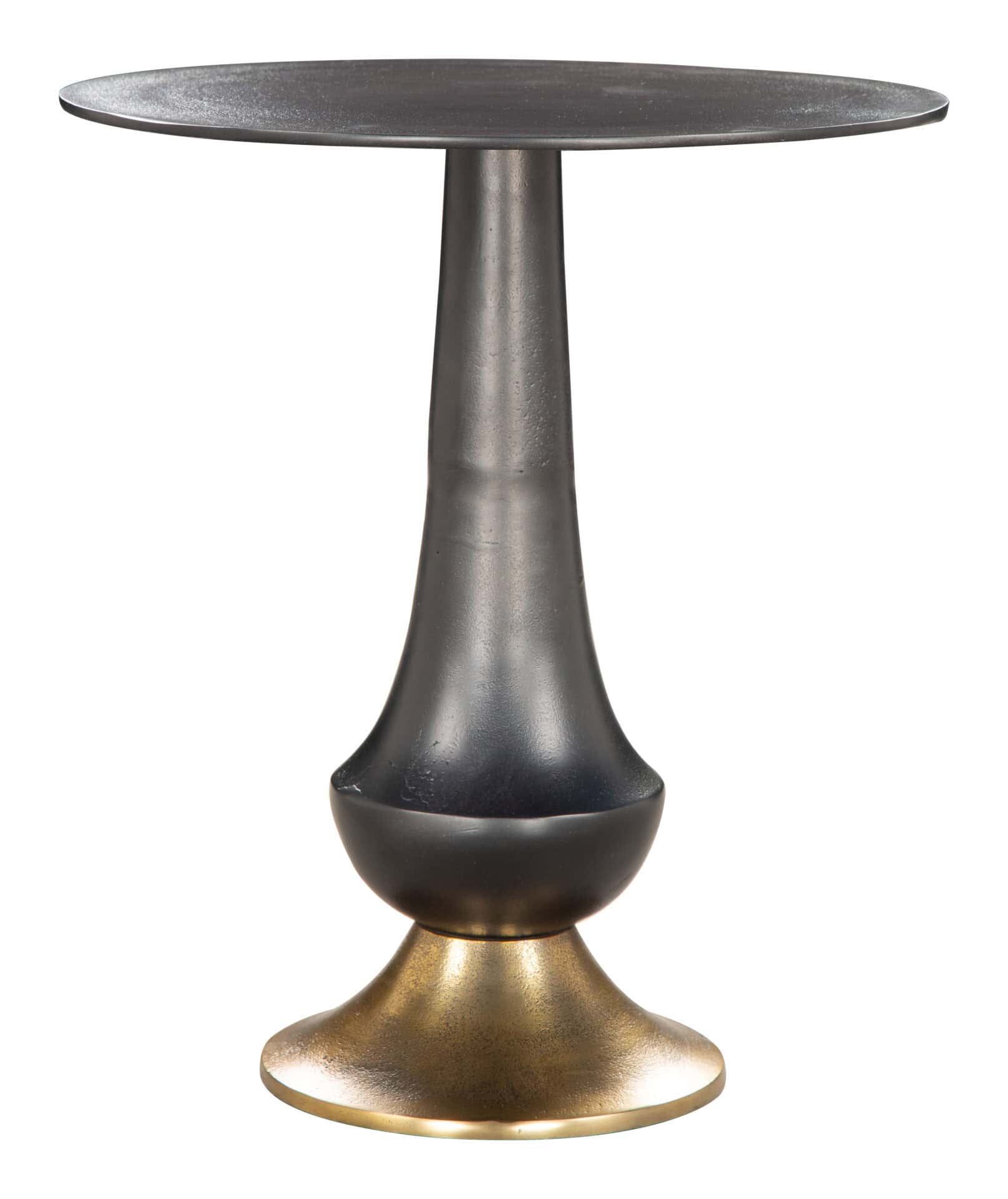 Black Aluminum Round End Table with Deco-Inspired Design 1 Black Aluminum Round End Table with Deco-Inspired Design