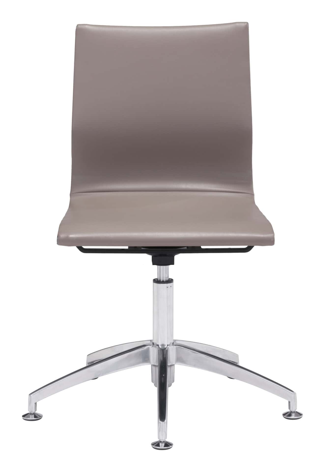 Slim Faux Leather Glider Chair with Lumbar Support, Taupe Finish 4 Slim Faux Leather Glider Chair with Lumbar Support, Taupe Finish - Image 4
