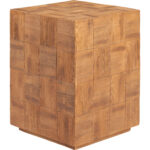 Natural Finish Faux Wood Metal Square Side Table 9 Natural Finish Faux Wood Metal Square Side Table
