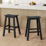 HDPE Outdoor Saddle Bar Stools with Footrests 29 Inch (Set of 2)
