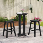 HDPE Outdoor Saddle Bar Stools with Footrests 29 Inch (Set of 2)