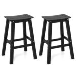 HDPE Outdoor Saddle Bar Stools with Footrests 29 Inch (Set of 2)