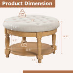 Round Tufted Ottoman Coffee Table with Hidden Storage Beige 12 Round Tufted Ottoman Coffee Table with Hidden Storage Beige