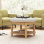 Round Tufted Ottoman Coffee Table with Hidden Storage Beige 13 Round Tufted Ottoman Coffee Table with Hidden Storage Beige