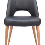 Modern Black Dining Chair with Faux Leather and Wood Legs (Set of 2) 9 Modern Black Dining Chair with Faux Leather and Wood Legs (Set of 2)