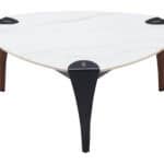 Multicolor Sintered Stone Coffee Table with Steel Vinyl-Wrapped Legs 8 Multicolor Sintered Stone Coffee Table with Steel Vinyl-Wrapped Legs