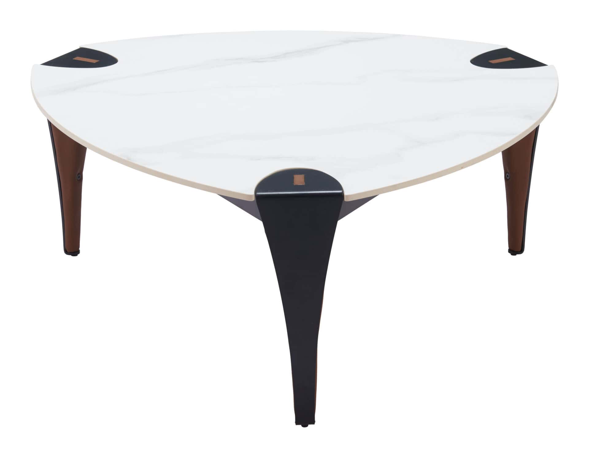 Multicolor Sintered Stone Coffee Table with Steel Vinyl-Wrapped Legs 2 Multicolor Sintered Stone Coffee Table with Steel Vinyl-Wrapped Legs - Image 2