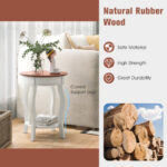 2-Tier Round End Table with Shelf and Rubber Wood Legs 14 2-Tier Round End Table with Shelf and Rubber Wood Legs