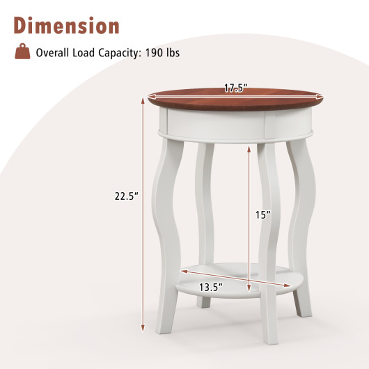2-Tier Round End Table with Shelf and Rubber Wood Legs 4 2-Tier Round End Table with Shelf and Rubber Wood Legs - Image 4