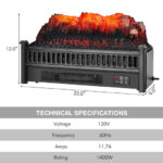 Electric Fireplace Log Heater with Adjustable Flame Brightness Black
