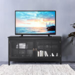 Modern Wood TV Stand with Glass Doors and Shelves 21 Modern Wood TV Stand with Glass Doors and Shelves