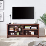 58 Inch Modern TV Stand with Adjustable Storage Shelves