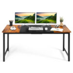 63 Inch Rustic Brown and Black Splice Computer Desk 11 63 Inch Rustic Brown and Black Splice Computer Desk
