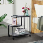 3-Tier Black Side Table with Storage and Casters for Living Room 9 3-Tier Black Side Table with Storage and Casters for Living Room