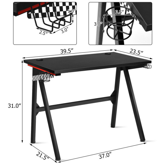 Ergonomic Gaming Desk with Cup Holder and Headphone Hook 4 Ergonomic Gaming Desk with Cup Holder and Headphone Hook - Image 4