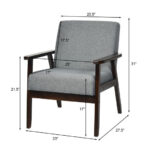 Rubber Wood Accent Chair with Linen Upholstery and Armrests 12 Rubber Wood Accent Chair with Linen Upholstery and Armrests