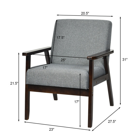 Rubber Wood Accent Chair with Linen Upholstery and Armrests 5 Rubber Wood Accent Chair with Linen Upholstery and Armrests - Image 5