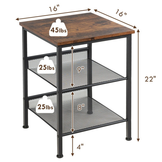 Industrial Side Table with Adjustable Mesh Shelves and Sturdy Frame 5 Industrial Side Table with Adjustable Mesh Shelves and Sturdy Frame - Image 5