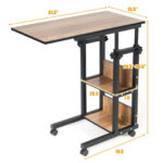 Adjustable C Shape Rolling End Table with Storage Shelves 12 Adjustable C Shape Rolling End Table with Storage Shelves