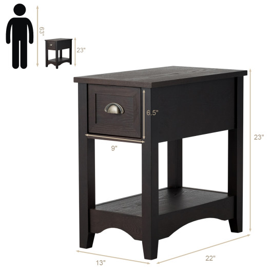 Retro Narrow End Table with Drawer and Shelf (Set of 2) 5 Retro Narrow End Table with Drawer and Shelf (Set of 2) - Image 5