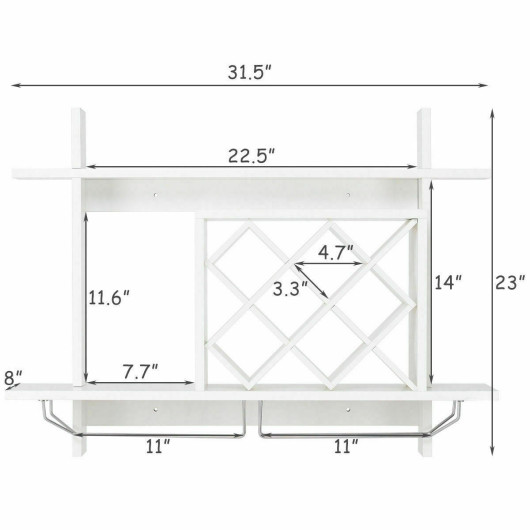 Wall Mounted Wine Rack with Glass Holder and Storage Shelf 5 Wall Mounted Wine Rack with Glass Holder and Storage Shelf - Image 5