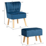 Velvet Upholstered Accent Chair and Ottoman with Wooden Legs (Set of 2) 11 Velvet Upholstered Accent Chair and Ottoman with Wooden Legs (Set of 2)