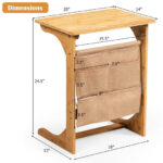 Bamboo L-Shaped End Table with Storage Bag Space-Saving Design