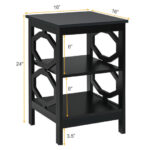 3 Tier Black Side Table with Storage Compartments