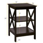 3 Tier End Table with X Design Storage Shelves (1 Piece)