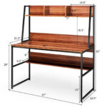 47 Inch Space-Saving Computer Desk with Hutch and Bookshelf