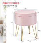 Velvet Storage Ottoman Stool with Gold Metal Legs and Storage 25 Velvet Storage Ottoman Stool with Gold Metal Legs and Storage