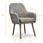 Gray Upholstered Accent Chairs with Wooden Legs and Armrests (Set of 2) 12 Gray Upholstered Accent Chairs with Wooden Legs and Armrests (Set of 2)