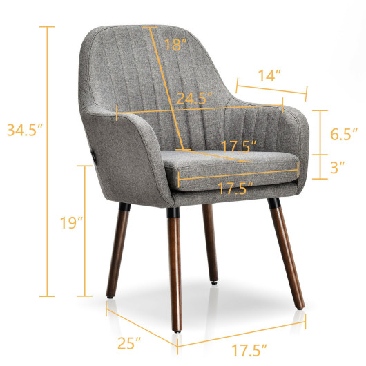 Gray Upholstered Accent Chairs with Wooden Legs and Armrests (Set of 2) 5 Gray Upholstered Accent Chairs with Wooden Legs and Armrests (Set of 2) - Image 5