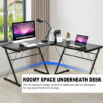 L-Shaped Corner Desk with Spacious Workspace and Sturdy Frame