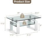 Modern Glass Coffee Table with Metal Legs and Storage Shelves 13 Modern Glass Coffee Table with Metal Legs and Storage Shelves