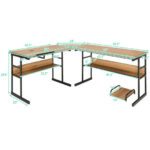 L-Shaped Corner Desk with Adjustable Tilting Tabletop and Shelves 33 L-Shaped Corner Desk with Adjustable Tilting Tabletop and Shelves
