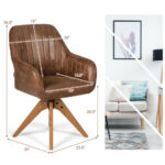 Mid Century Swivel PU Leather Accent Chair with Wood Legs