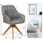 Swivel Linen Accent Chair with Beech Wood Legs