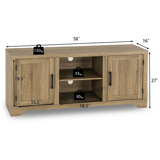 Rustic 58-Inch TV Stand with Storage and Adjustable Shelves 4 Rustic 58-Inch TV Stand with Storage and Adjustable Shelves - Image 4