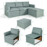 Convertible L Shaped Sectional Sofa with Reversible Chaise (Set of 4)