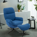 Swivel Rocking Lounge Chair with Ottoman and Footstool (Set of 2)