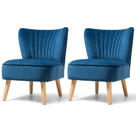 Velvet Upholstered Armless Chair with Wood Legs for Living Spaces 4 Velvet Upholstered Armless Chair with Wood Legs for Living Spaces - Image 4