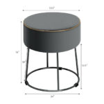 Velvet Round Ottoman Stool with Non-Slip Pads for Living Room