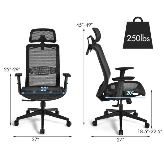 Height Adjustable Ergonomic Mesh Office Chair with Lumbar Support 4 Height Adjustable Ergonomic Mesh Office Chair with Lumbar Support - Image 4