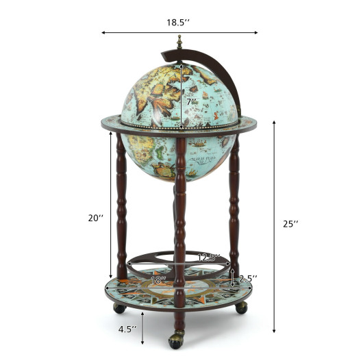 Antique Globe Bar Cart with Wine Storage and Shelf 5 Antique Globe Bar Cart with Wine Storage and Shelf - Image 5