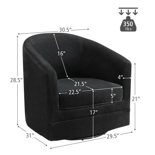 Velvet Swivel Barrel Accent Chair with Metal Base for Living Room 5 Velvet Swivel Barrel Accent Chair with Metal Base for Living Room - Image 5