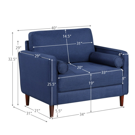 Oversized Linen Accent Chair with Pillows and Rubber Wood Legs 5 Oversized Linen Accent Chair with Pillows and Rubber Wood Legs - Image 5