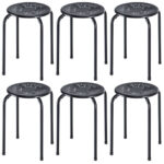 Stackable Daisy Cut Metal Stools with Non-Marking Feet (Set of 6)