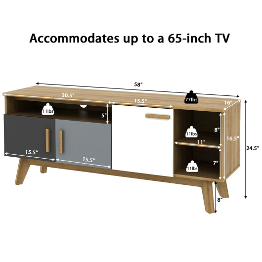 65 Inch TV Stand with Storage Cabinets and Shelves for Living Room 4 65 Inch TV Stand with Storage Cabinets and Shelves for Living Room - Image 4