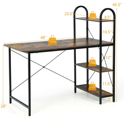 48-Inch Reversible Computer Desk with Shelves for Small Spaces 5 48-Inch Reversible Computer Desk with Shelves for Small Spaces - Image 5